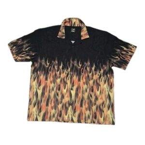 Vtg Benny's Flames Button Up Shirt Men’s Size Extra Large XL Y2K Fire